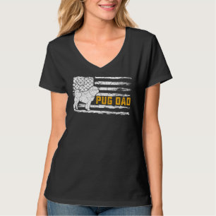  Amerikaanse vlag Proud Pug Dog Dad Silhou T-shirt