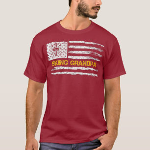  Amerikaanse vlag Proud Skiing Grandpa Skier T-shirt