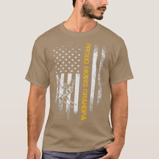 Amerikaanse vlag Proud Skiing Grandpa T-shirt
