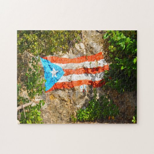 Amerikaanse vlag Puerto Rico. Legpuzzel (Horizontaal)