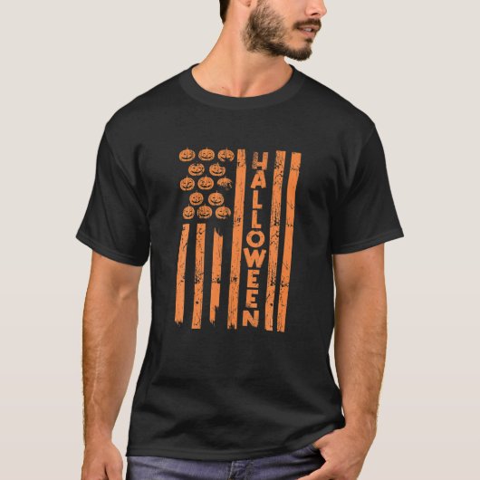 Amerikaanse vlag Pumpkin USA Halloween T-shirt (Voorkant)