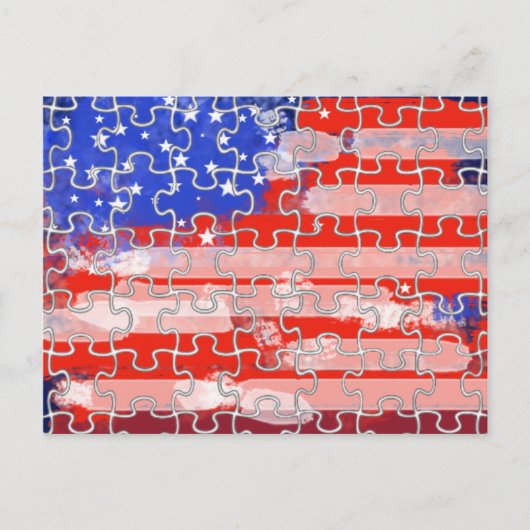 amerikaanse vlag puzzel briefkaart (Voorkant)