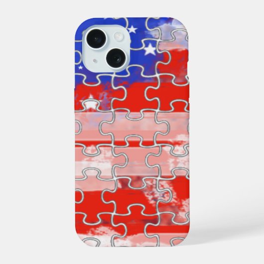 amerikaanse vlag puzzel iPhone 15 case (Achterkant)