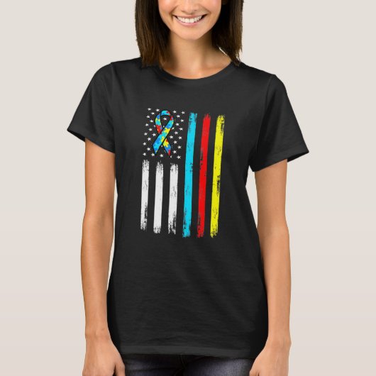 Amerikaanse vlag Puzzle Piece Ribbon Cool Autisme T-shirt (Voorkant)