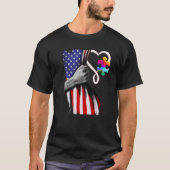 Amerikaanse vlag Puzzle Piece Ribbon Cool Autisme  T-shirt (Voorkant)