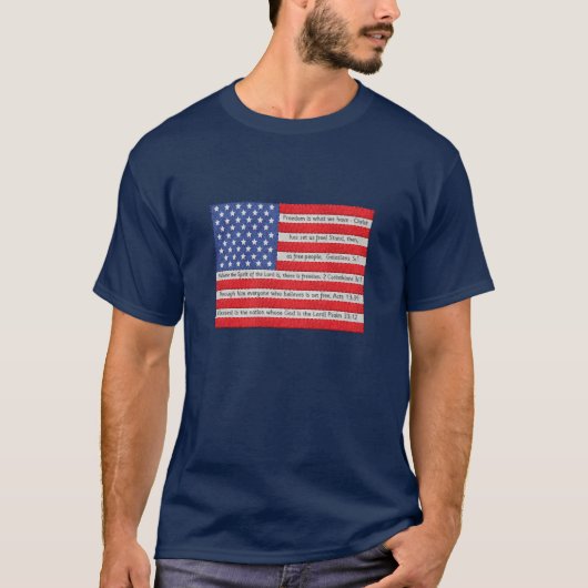 Amerikaanse vlag quilt bijbel vers t-shirt (Voorkant)