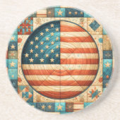 Amerikaanse vlag quilt zandsteen onderzetter (Voorkant)