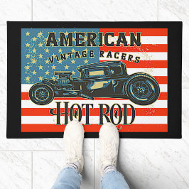 Amerikaanse vlag  Racers Hot Rod Car Front Deurmat