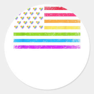Amerikaanse vlag Rainbow LGBT Lesbische Gay Pride Ronde Sticker