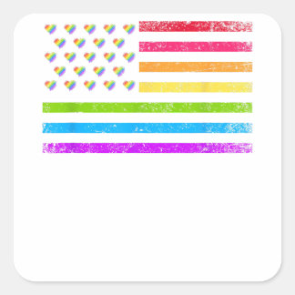 Amerikaanse vlag Rainbow LGBT Lesbische Gay Pride Vierkante Sticker