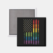 Amerikaanse Vlag Rainbow Pride Gay Lesbian LGBTQ Magneet (Voorkant / Achterkant)