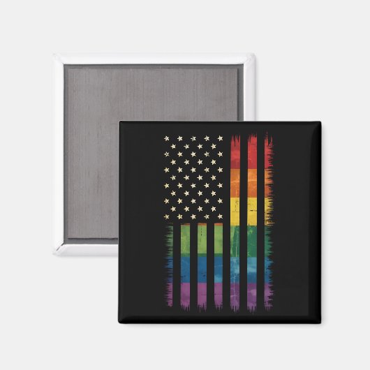 Amerikaanse Vlag Rainbow Pride Gay Lesbian LGBTQ Magneet (Voorkant / Achterkant)