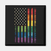 Amerikaanse Vlag Rainbow Pride Gay Lesbian LGBTQ Magneet (Voorkant)