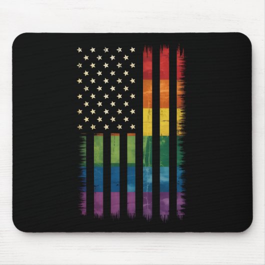 Amerikaanse Vlag Rainbow Pride Gay Lesbian LGBTQ Muismat (Voorkant)