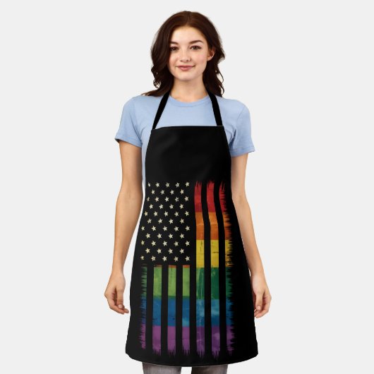 Amerikaanse Vlag Rainbow Pride Gay Lesbian LGBTQ Schort (Gedragen)