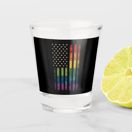 Amerikaanse Vlag Rainbow Pride Gay Lesbian LGBTQ Shot Glas (Voorkant)