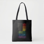 Amerikaanse Vlag Rainbow Pride Gay Lesbian LGBTQ Tote Bag (Voorkant)
