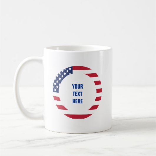Amerikaanse vlag rand met aangepaste tekst koffiemok (Links)