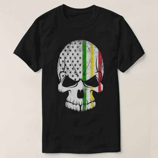 Amerikaanse vlag Rasta Reggae Skull T-shirt (Design voorkant)