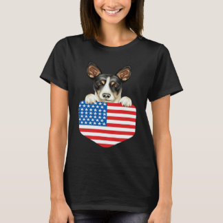 Amerikaanse Vlag Rat Terrier Hond In Zak T-shirt