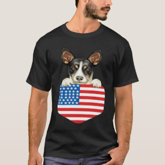 Amerikaanse Vlag Rat Terrier Hond In Zak T-shirt