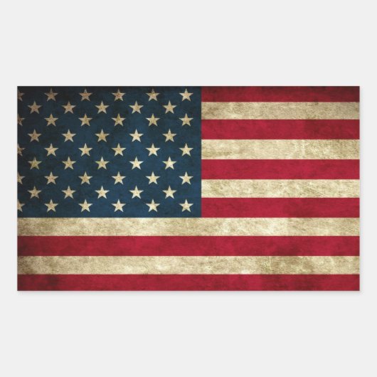  Amerikaanse vlag Rechthoekige Sticker (Voorkant)