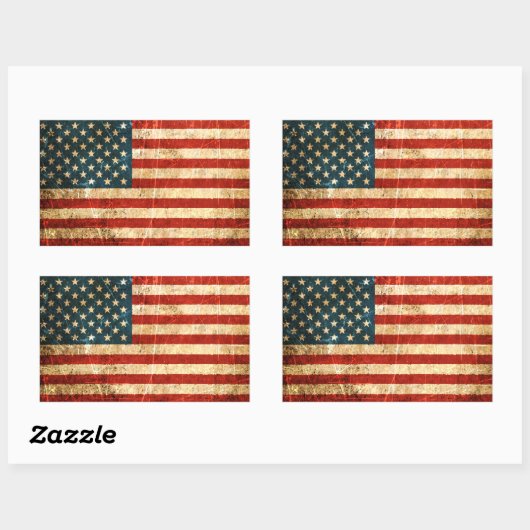 -Amerikaanse vlag Rechthoekige Sticker (Vel)