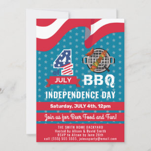 Amerikaanse vlag Red White Blue 4 van JULY BBQ Par Kaart
