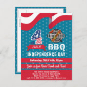 Amerikaanse vlag Red White Blue 4 van JULY BBQ Par Uitnodiging Briefkaart (Voorkant / Achterkant)