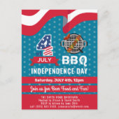 Amerikaanse vlag Red White Blue 4 van JULY BBQ Par Uitnodiging Briefkaart (Voorkant)