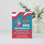 Amerikaanse vlag Red White Blue 4 van JULY BBQ Par Uitnodiging Briefkaart (Staand voorkant)