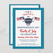 Amerikaanse vlag Red White Blue 4 van JULY BBQ Par Uitnodiging Briefkaart (Voorkant / Achterkant)
