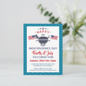 Amerikaanse vlag Red White Blue 4 van JULY BBQ Par Uitnodiging Briefkaart (Staand voorkant)
