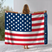 Amerikaanse vlag Red White Blue aangepaste monogra Fleece Deken