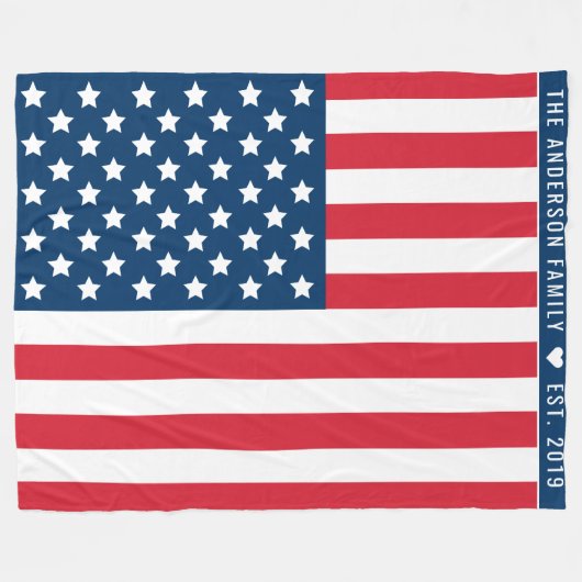 Amerikaanse vlag Red White Blue aangepaste monogra Fleece Deken (Voorkant (Horizontaal))
