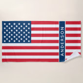 Amerikaanse vlag Red White Blue aangepaste monogra Strandlaken (Voorkant)