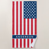 Amerikaanse vlag Red White Blue aangepaste monogra Strandlaken (Voorkant)