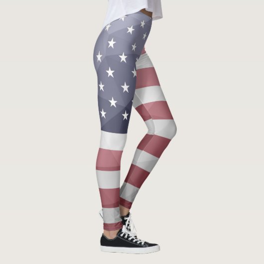 Amerikaanse vlag Red White Blue Geometric Mesh Mon Leggings (Rechts)