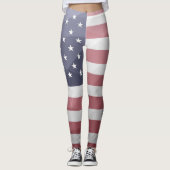 Amerikaanse vlag Red White Blue Geometric Mesh Mon Leggings (Voorkant)