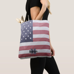 Amerikaanse vlag Red White Blue Geometric Mesh Mon Tote Bag