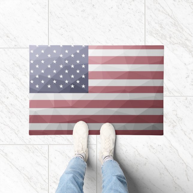 Amerikaanse vlag Red White Blue Geometric Mesh Pat Deurmat (Binnen)