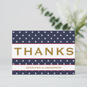 Amerikaanse vlag Red White Blue Patriotic bedankt RSVP Kaartje (Staand voorkant)