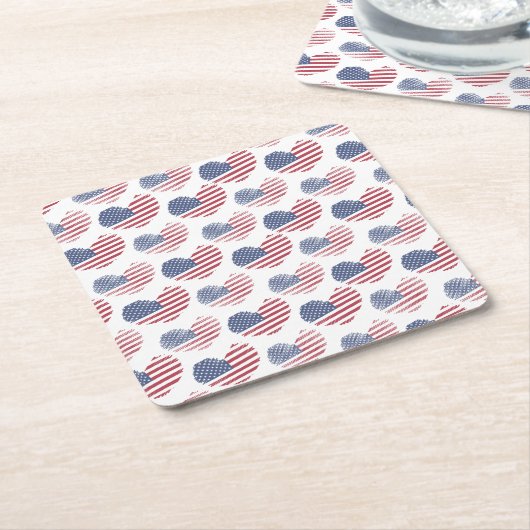 Amerikaanse vlag Red White Blue Patriotic Kartonnen Onderzetters (Schuin)