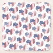 Amerikaanse vlag Red White Blue Patriotic Kartonnen Onderzetters (Voorkant)