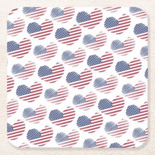 Amerikaanse vlag Red White Blue Patriotic Kartonnen Onderzetters (Voorkant)