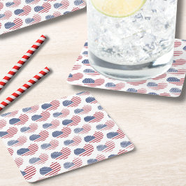 Amerikaanse vlag Red White Blue Patriotic Kartonnen Onderzetters