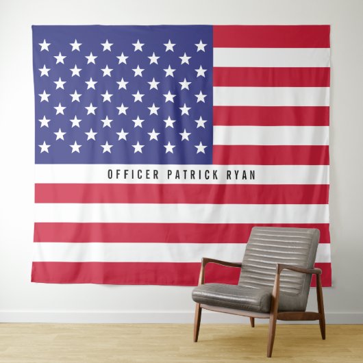 Amerikaanse vlag Red White Blue Patriotic Monogram Wandkleed (In Situ (horizontaal))