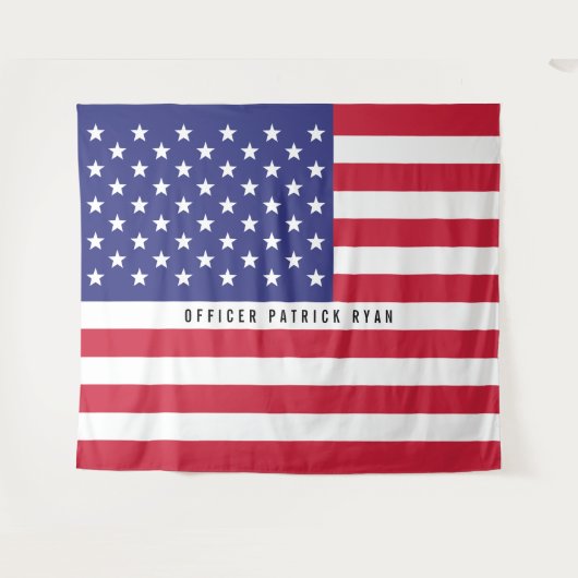 Amerikaanse vlag Red White Blue Patriotic Monogram Wandkleed (Voorkant (horizontaal))