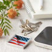 Amerikaanse vlag: Red White en Blue Sleutelhanger (Zijkant)