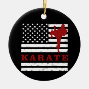 Amerikaanse vlag Red White Karate American Keramisch Ornament